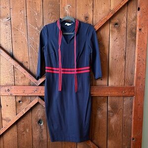 Boden Navy and Red Long Sleeve Dress